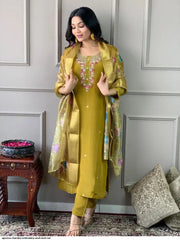 AZR APOORVA CHANDERI EMBROIDERY WORK KURTI SET