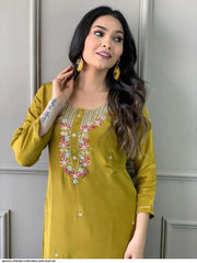 AZR APOORVA CHANDERI EMBROIDERY WORK KURTI SET