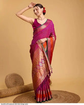 AZR BEAUTIFUL SOFT KANJIVARAM SILK CHECK DESIGN SAREE