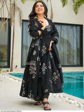 AZR FANCY RAYON KURTI PANT DUPATTA BLACK