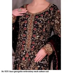 AZR FAUX GEORGETTE EMBROIDERY WORK SALWAR SUIT