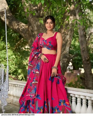 AZR YAMUNA DOLA SILK FLORAL PRINTED LEHENGA CHOLI