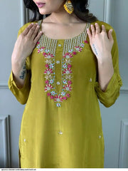 AZR APOORVA CHANDERI EMBROIDERY WORK KURTI SET