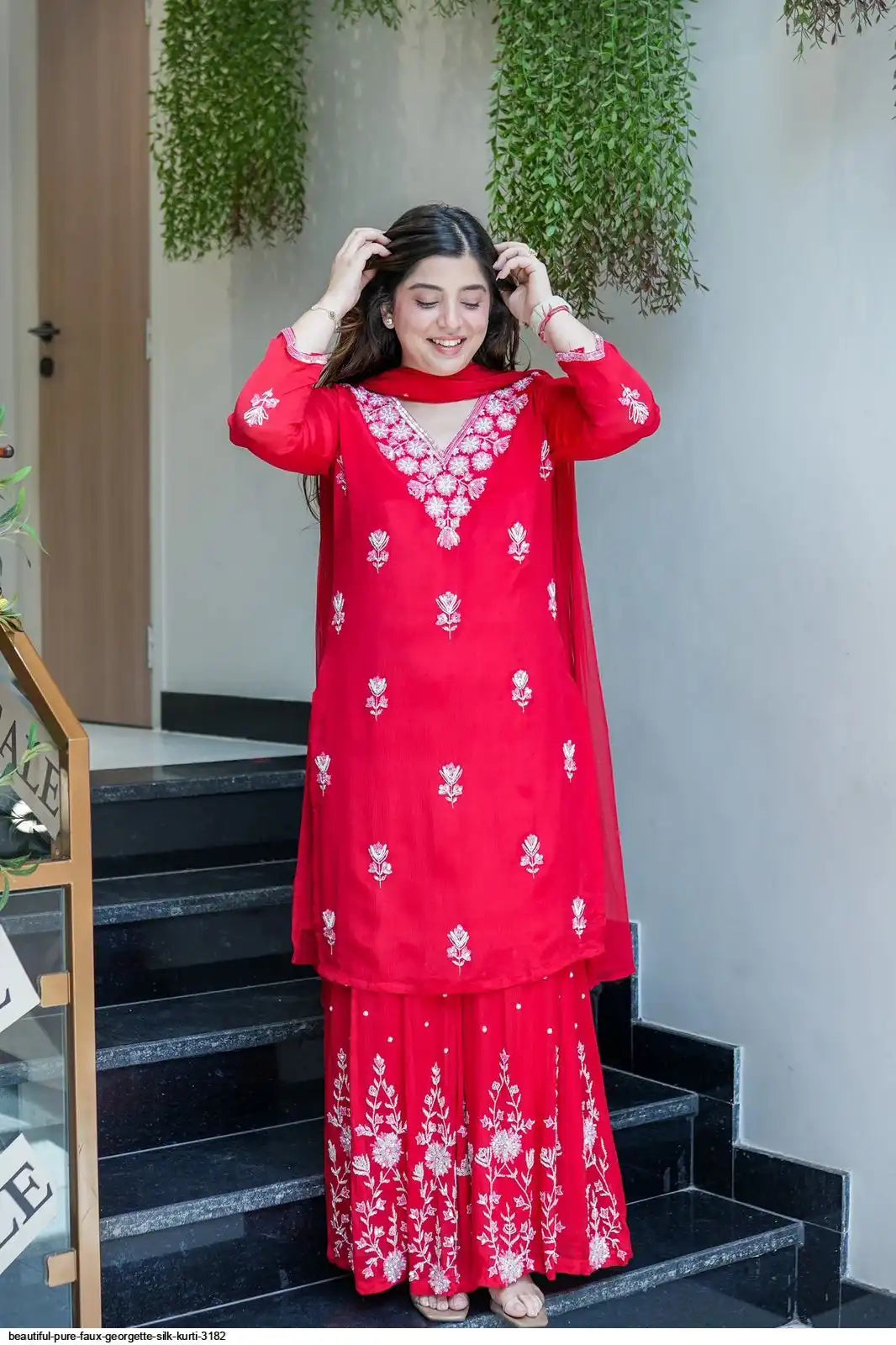 AZR BEAUTIFUL PURE FAUX GEORGETTE SILK KURTI