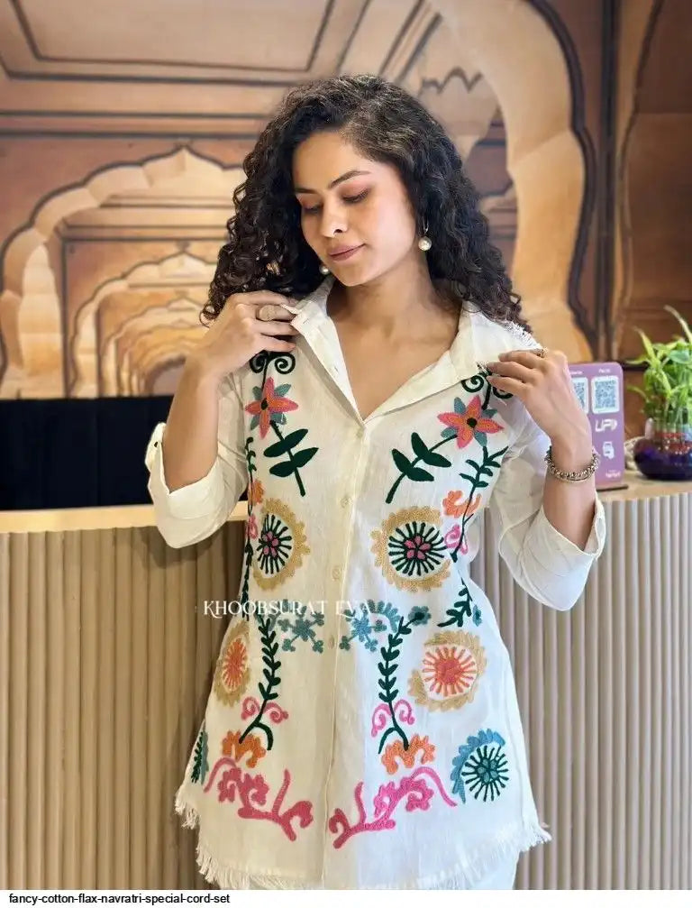 AZR FANCY COTTON FLAX NAVRATRI SPECIAL CORD SET