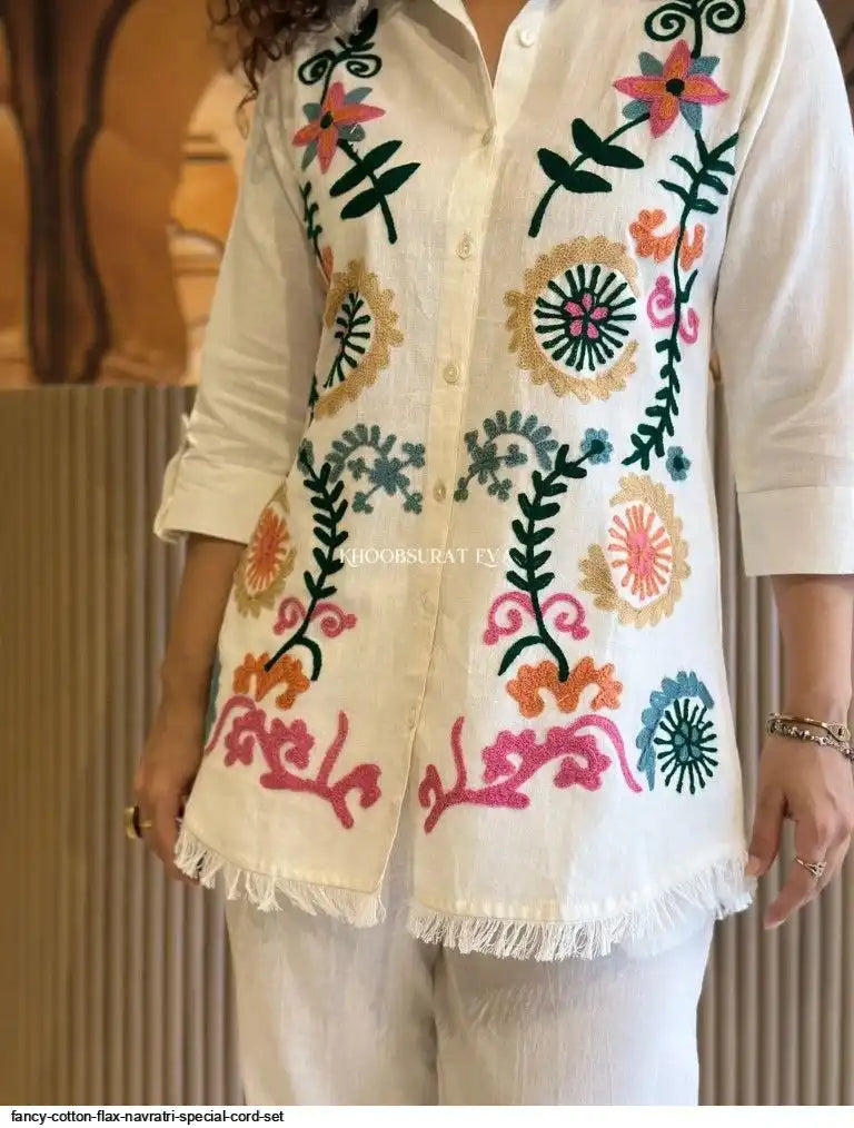 AZR FANCY COTTON FLAX NAVRATRI SPECIAL CORD SET