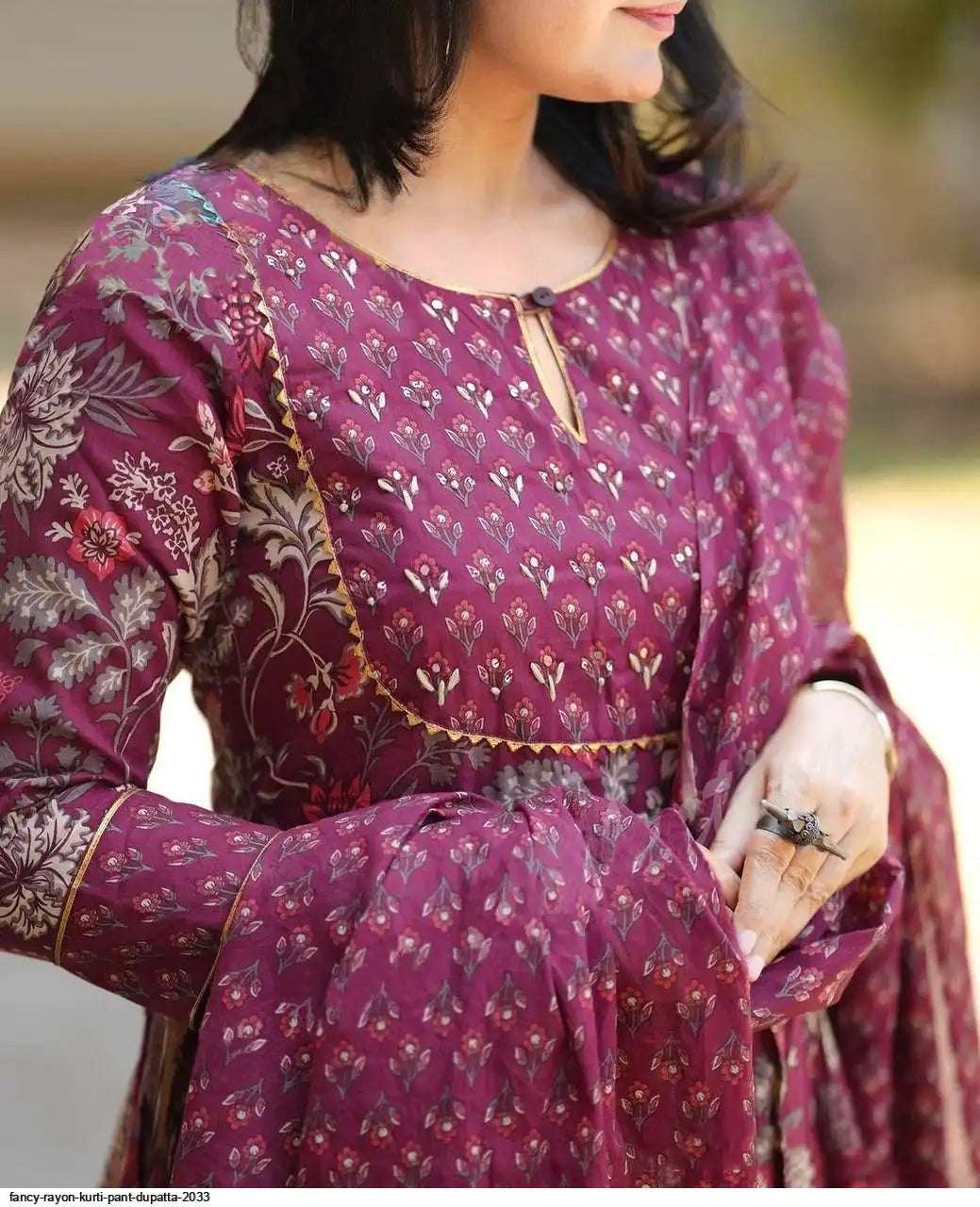 AZR FANCY RAYON KURTI PANT DUPATTA