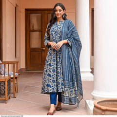AZR FANCY RAYON PRINT KURTI PANT DUPATTA