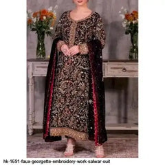 AZR  FAUX GEORGETTE EMBROIDERY WORK SALWAR SUIT