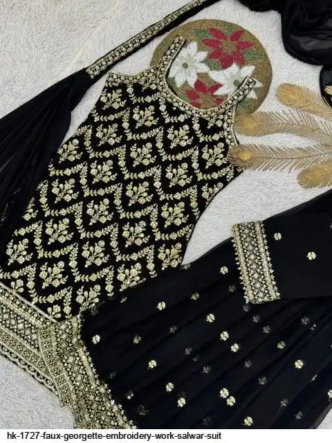 AZR K 1727 FAUX GEORGETTE EMBROIDERY WORK SALWAR SUIT