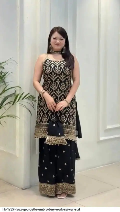 AZR K 1727 FAUX GEORGETTE EMBROIDERY WORK SALWAR SUIT