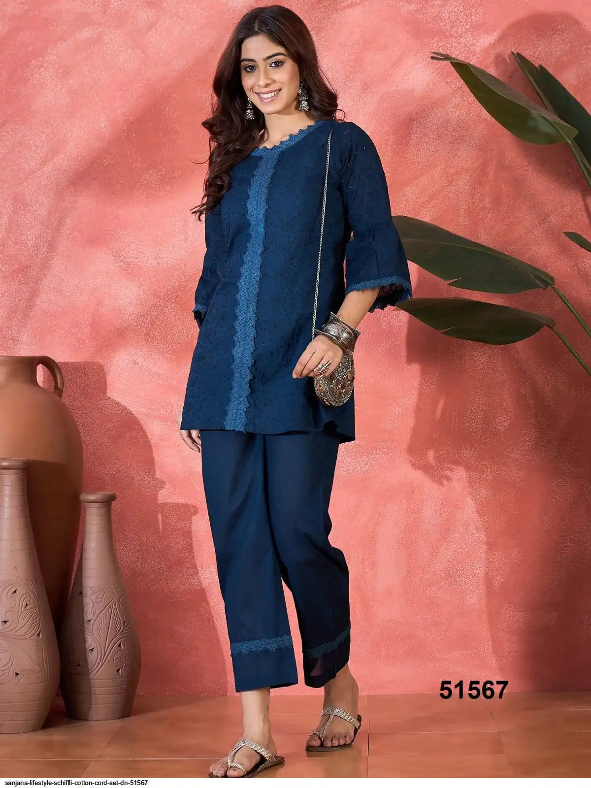 AZR SANJANA LIFESTYLE SCHIFFLI COTTON CORD SET DN 51567