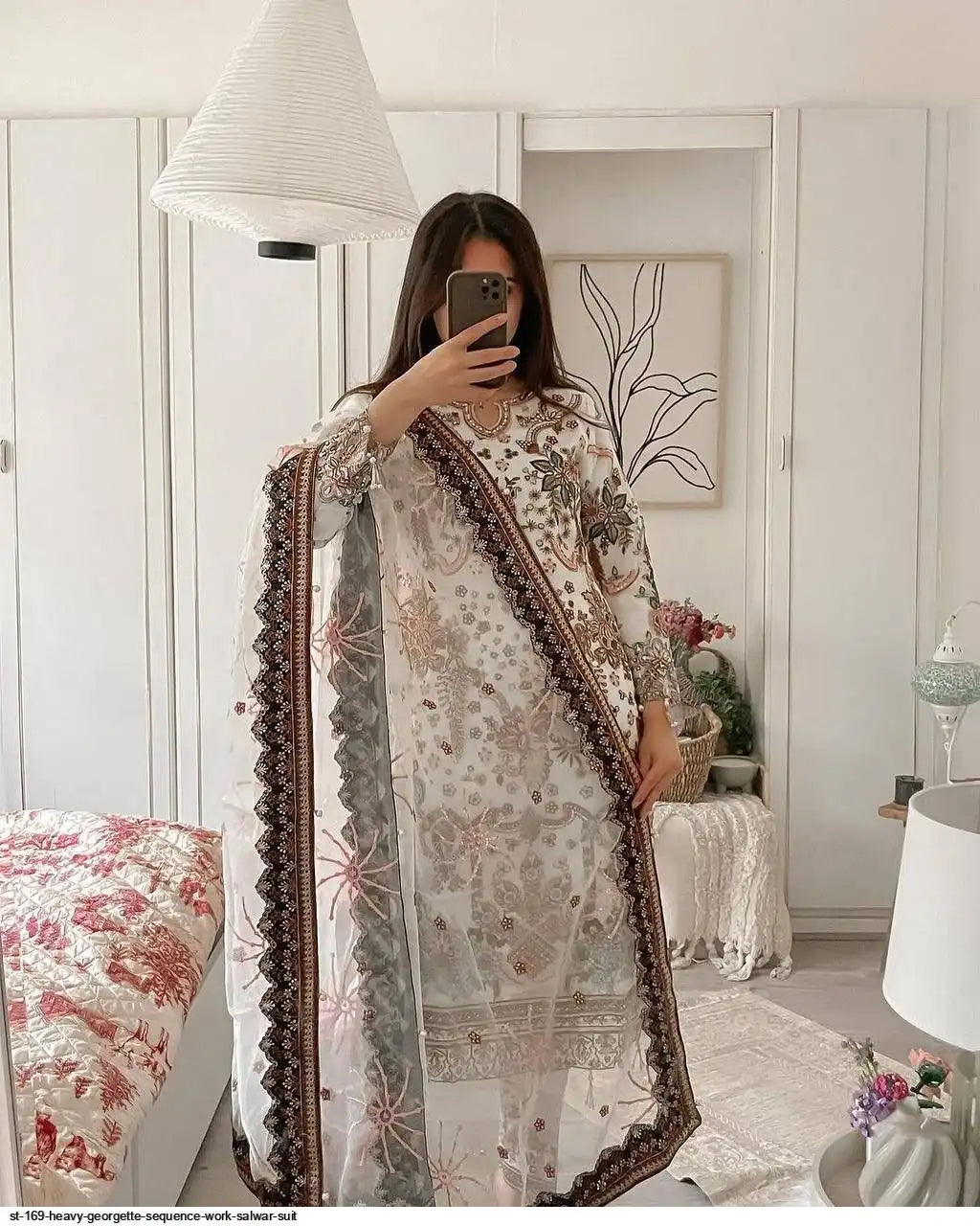 AZR ST 169 HEAVY GEORGETTE SEQUENCE WORK SALWAR SUIT