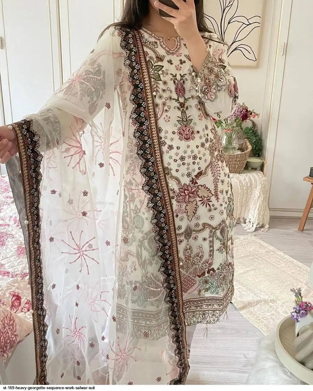 AZR ST 169 HEAVY GEORGETTE SEQUENCE WORK SALWAR SUIT