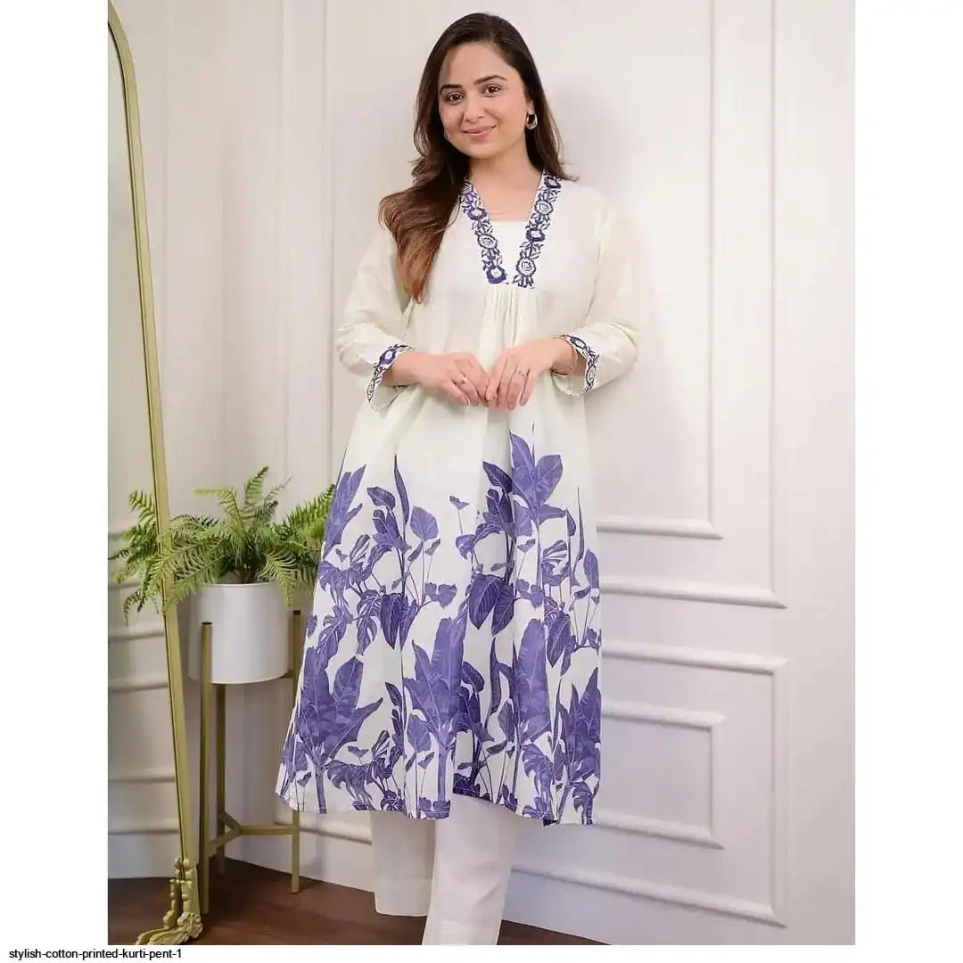 AZR STYLISH COTTON PRINTED KURTI PENT