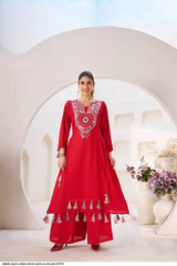 AZR STYLISH RAYON COTTON MIRROR WORK CO ORD SET