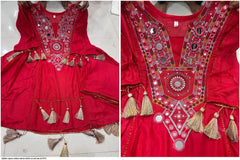 AZR STYLISH RAYON COTTON MIRROR WORK CO ORD SET