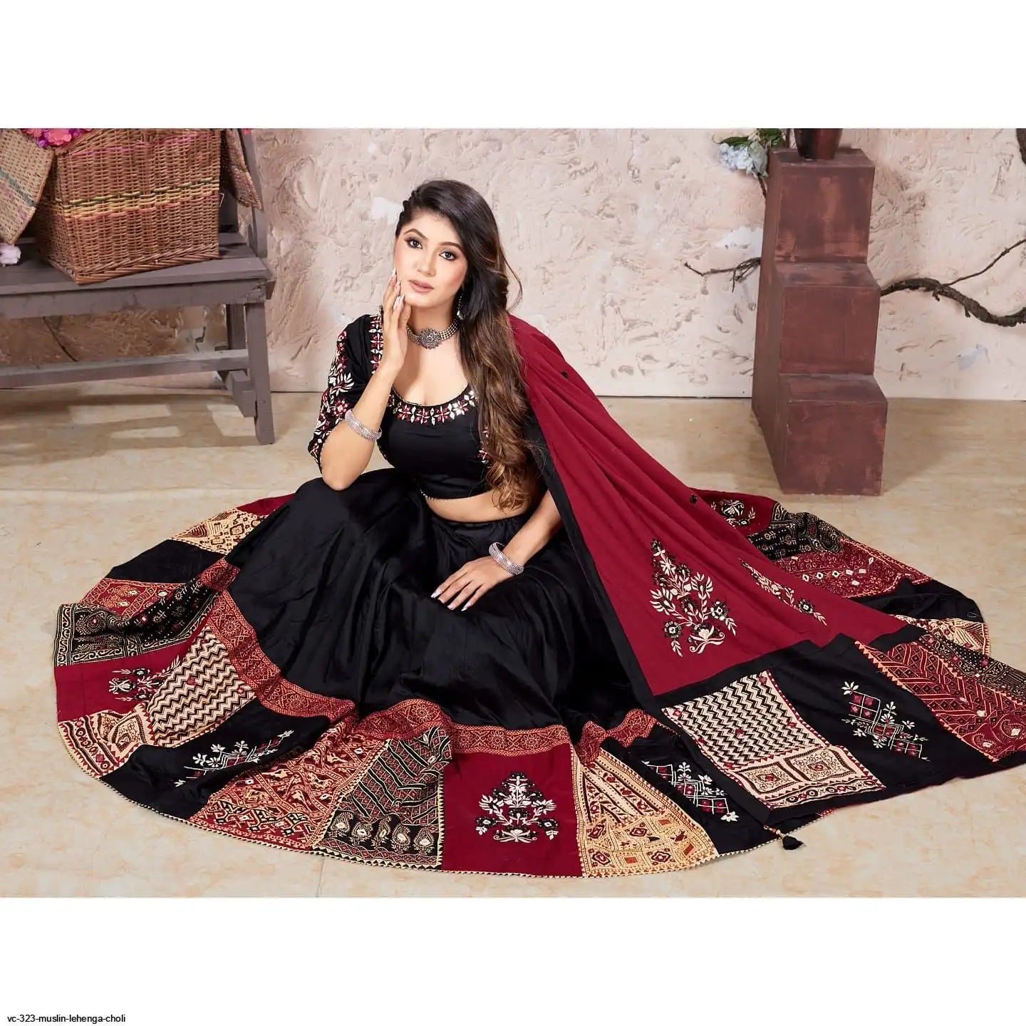 AZR VC 323 MUSLIN LEHENGA CHOLI