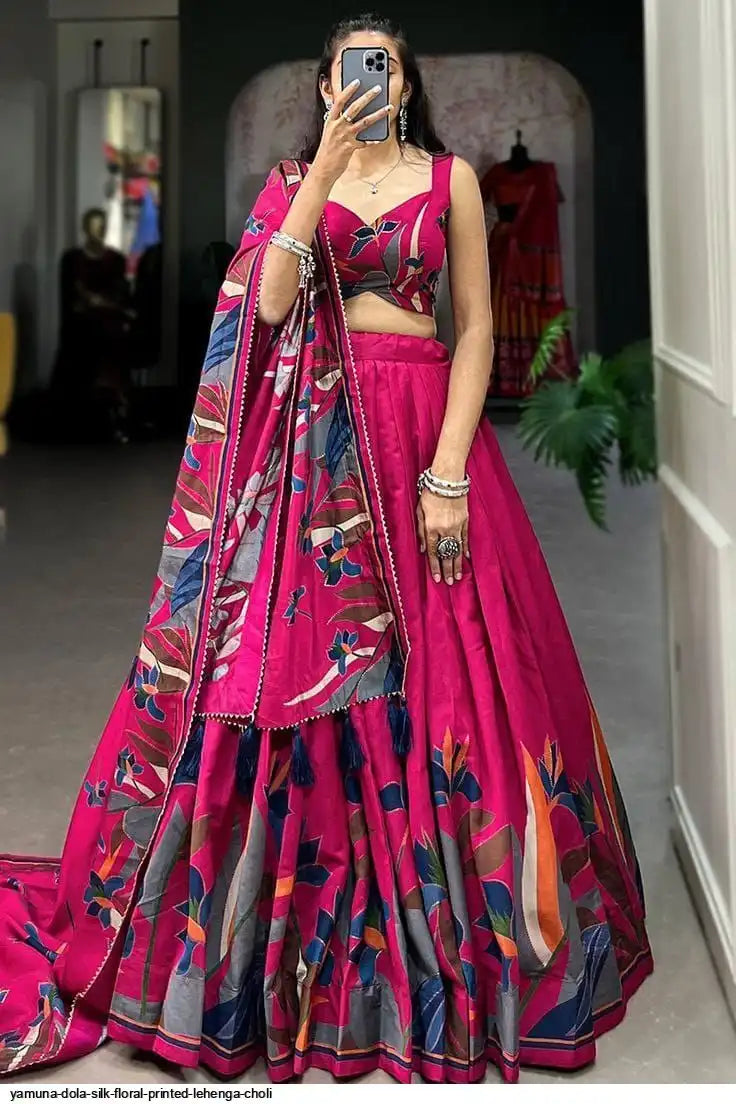 AZR YAMUNA DOLA SILK FLORAL PRINTED LEHENGA CHOLI